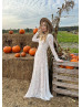 Square Neck Ivory Lace Boho Wedding Dress
